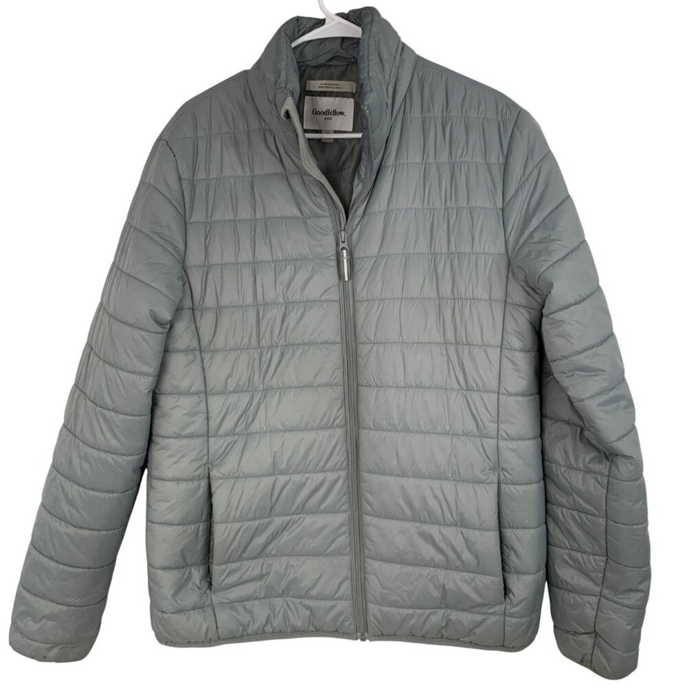 Mens Gray Puffer Sweater Jacket Goodfellow x Target M  RX10347 EUC Thin